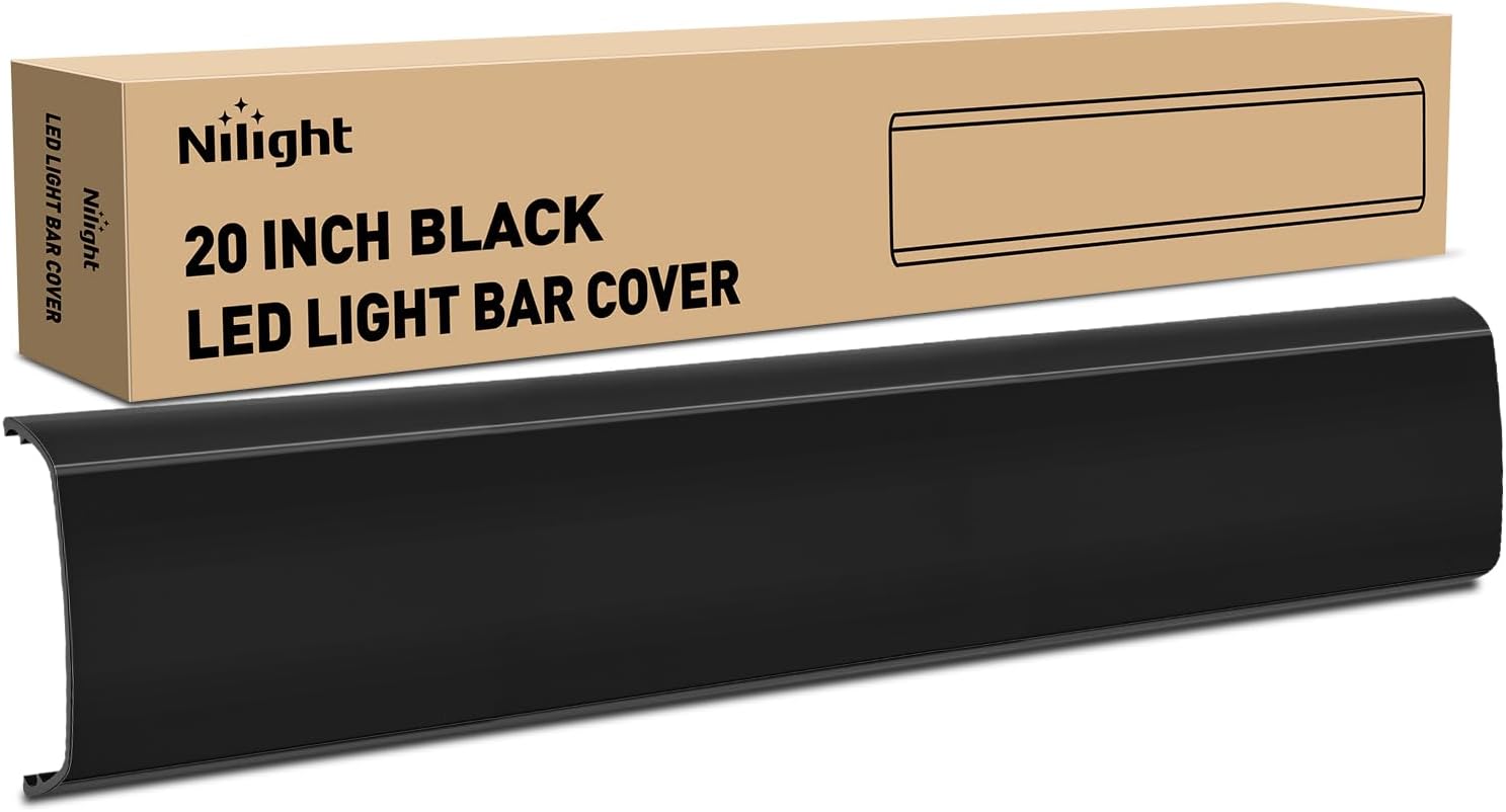 Nilight 20 Inch LED Light Bar Cover Black Protective Cover Durable Polycarbonate Lens Waterproof Dustproof Scratch-Proof for Double-Row Lights Off Road Driving Lighting
