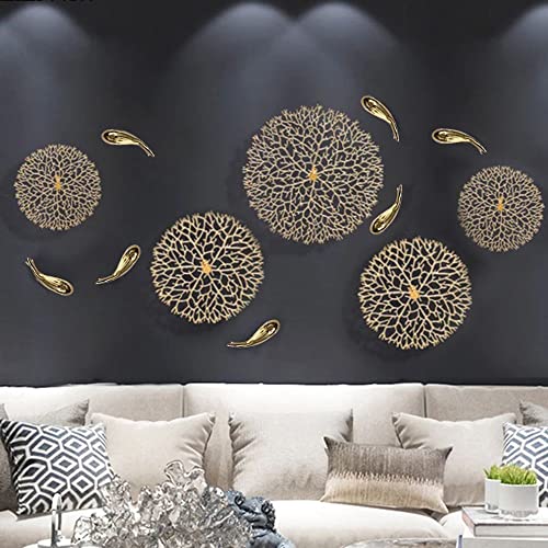 ZOVE 12 Lotus Leaf Fish Metal Wall Decor Gold Pack of 12 - Image 2