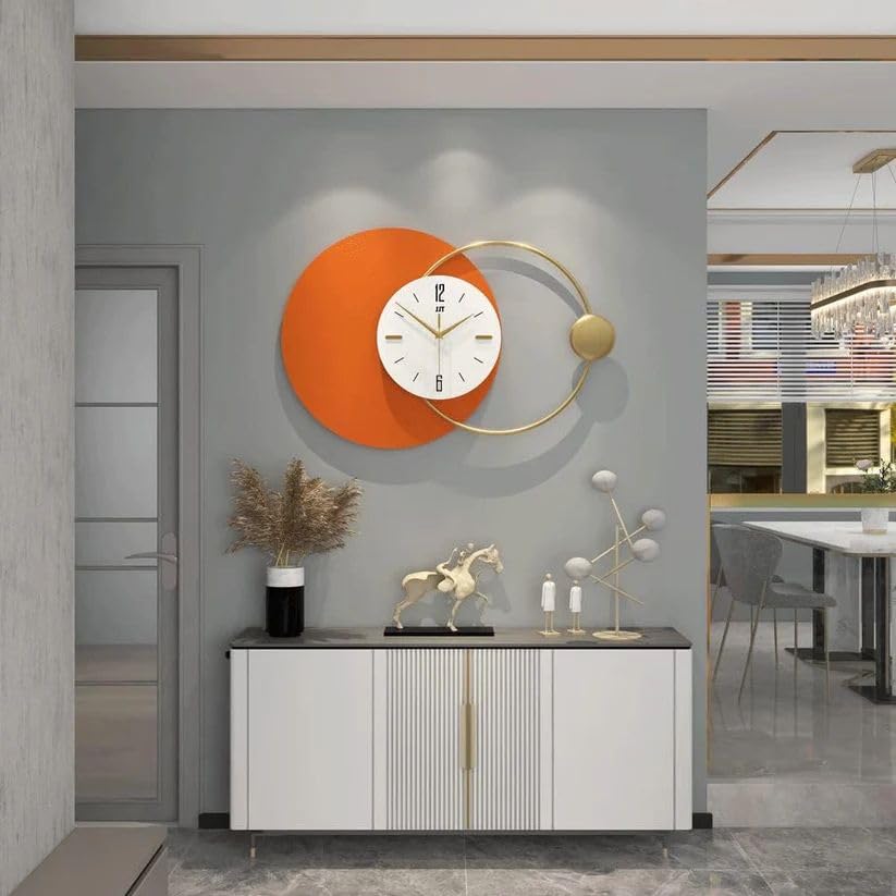DHAANYA Minimalistic Cinnabar Contemporary Metal Art Clock