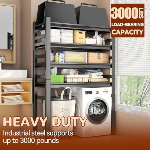 KILISTEELS Over Washer and Dryer Shelves, 4 Tiers Adjustable Height Laundry Room Storage and Organizer Standing Shelf, Metal Freestanding Space Saving Organizers Shelf (4-Tier 63\" H*35.4\" W*17.7\" D) - Thumbnail 6