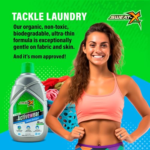 What is the best detergent for workout underwear? 5 Sweat X Original Activewear Laundry Detergent – Remove the Worst Odors & Toughest Stains – High Performance Sports Wash for Training Gear & All Fabric Types – 45 Loads – 1 Pack