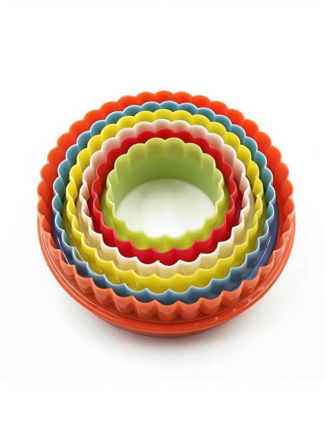 Baking Set Colourful Round Shape Cookie/Biscuit/Pastry Fondant/Fruits and Cake Cutter/Mould for Kitchen - 5 pcs