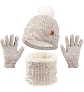 OZERO Warm Wintermütze und Handschuhe Schal Set, Beanie Mütze Winterhandschuhe Fleecefutter Junge...