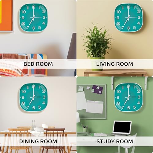 Image of TEKCOOL Plastic Analogue Wall Clock 12 inch Silent Quartz Decorative Wall Clock Non-Ticking Classic Clock Battery Operated Round Easy to Read for Room /Home /Kitchen /Bedrom /Office /School.Light green'