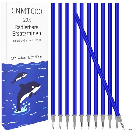 CNMTCCO 20 Recambios Azul - Compatible con bolígrafos Legami - Punta 0,7mm,Altura 13 cm, Tinta borrable en rollo