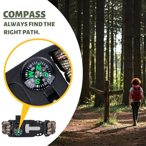 Tactiko Survival Bracelet & 10' Paracord Bundle – Fire Starter, Compass, Emergency Whistle, Mini Saw - Tactical Outdoor Survival Gear for Camping, Hiking, and Emergency Kits - U.S. Company - Image 6