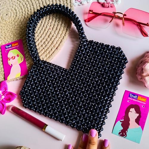 Tipsy Closet Pearl Bags for Women and Girls Crystal Heart Bag Stylish Trendy Pearl Shoulder Bag Woman Wedding Party Evening Clutch Bag for Her Handmade Beaded Bag (Pack of 1) - Image 4