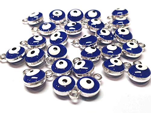 Perlin Nazar Boncugu Jewelry Pendant Chain Charm Bracelet Enameled Charm Pendant, 10 Pieces, Blue Eye, Evil Eye, DIY Jewelry - Image 2