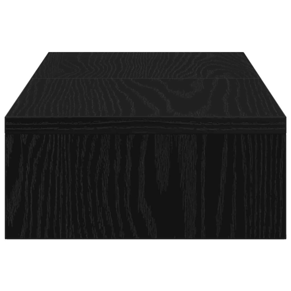 Supporto per monitor regolabile, nero, effetto rovere, 60 x 24 x 10,5 cm, in legno, per 2 monitor, inclinabile, ergonomico, per ufficio e casa