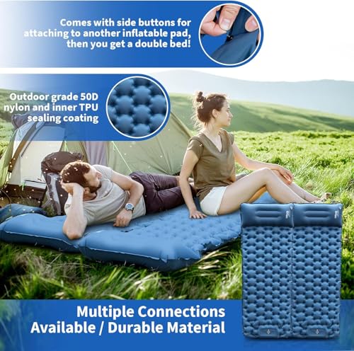 HiiPeak Isomatte selbstaufblasend hoch Camping luftmatratze mit integrierten kopfkissen Outdoor campingmatte schlafmatte kleines packmass mit Fußpumpe luftzellenmatte aufblasbar – Bild 5