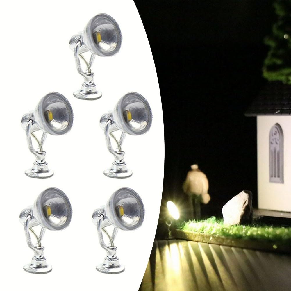 5x Warmweiße LED Strahler Für HO Modelleisenbahn - 15 Mm Laternenpfähle