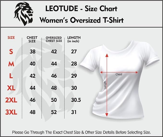 Image of LEOTUDE Women's Cotton Oversized Fit Short Sleeve with Round Neck, Oversized Longline Drop Shoulder, Back Printed T-Shirt