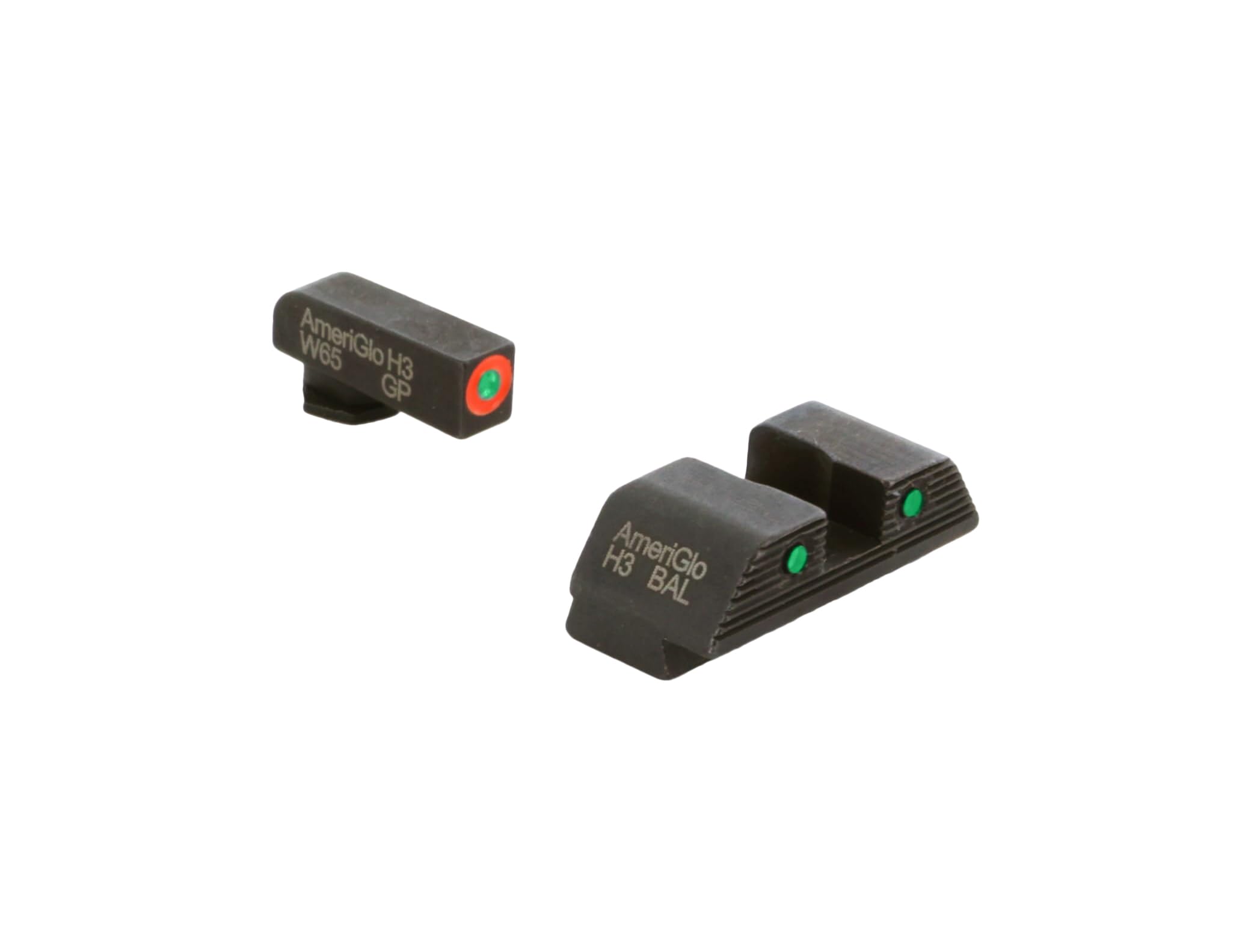 AmeriGloTrooper Series - Three-Dot Green Tritium Design Set Front Outline Orange Gen 1-4 10mm/.45/.357