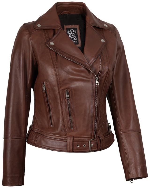 Decrum Real Leather Jacket Women – Motorcycle Style Assymetrical Leather Jacket Womens2