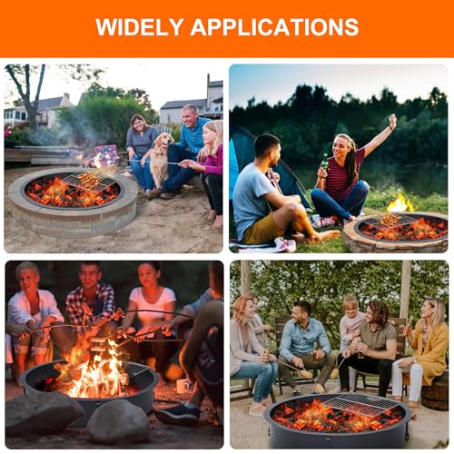 36 inch Fire Pit Ring for Outside, Heavy Duty Metal Steel Round Firepit Rim Insert for DIY Fire Pits, Outdoor Above or In-Ground, Camping Garden Patio Backyard