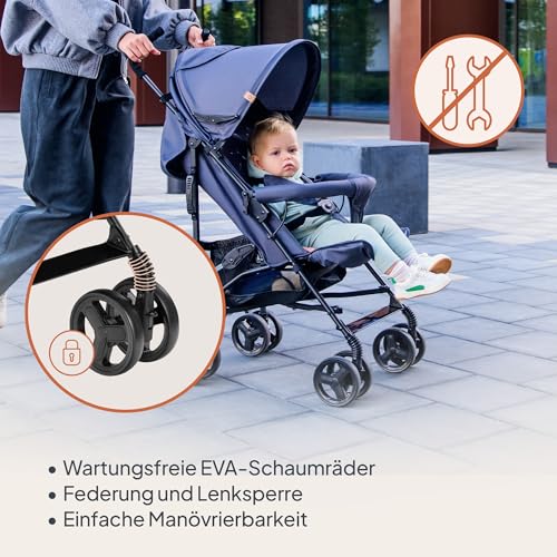 2. Bild von LIONELO Elia Buggy Klein Zusammenklappbar Kinderwagen Bis 15 Kg, Rücken Und Fußstützenverstellung Hinterradbremse, Moskitonetz, Einkaufskorb
