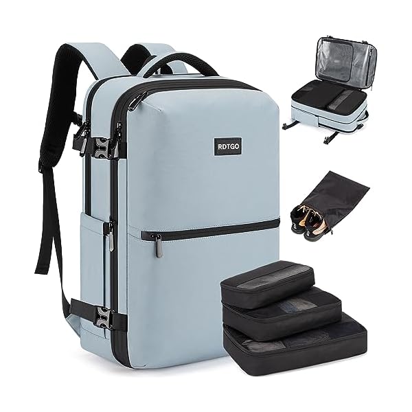 RDTGO-Carry-on-Backpack-40L-Flight-Approved-Travel-Backpack-for-Men-Women-Expandable-luggage-Backpack-with-4-Packing-Cubes-17-inch-Laptop-BackpackWater-Resistant-Business-Daypack-Weekender-Bag RDTGO Carry on Backpack, 40L Flight Approved Travel Backpack for Men & Women, Expandable luggage Backpack with 4 Packing Cubes, 17 inch Laptop Backpack,Water-Resistant Business Daypack Weekender Bag