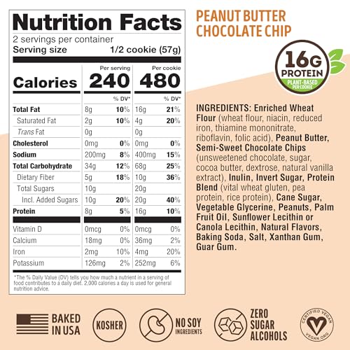 Image of Lenny & Larry's Protein Cookie, [Peanut Butter Chocolate Chip], Chewy Soft Baked, 16g Plant Protein, Vegan, Non-GMO, High Fiber, 4 Ounce Cookie (Pack of 72)