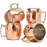 Copper Aart Moscow Mule Mugs / Large Size 19 ounces / Set of 4 Hammered Cups / Stainless Steel Linin