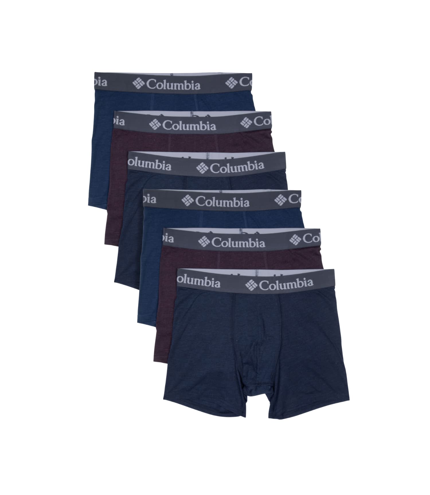 Photo 1 of Columbia Men's Amazon Exclusive 6 Pack Performance Boxer Brief, Dark Mountain Grey/Dark Cherry/Navy, XX-Large