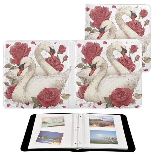 Álbum de Fotos ALAZA Swan and Roses de Cuero PU Multicolor con 3 anillas para boda, familia y viajes miniatura 2