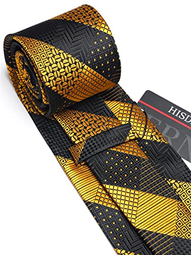 Image of HISDERN Ties for Men Solid Houndstooth Neckties Handkerchief Formal Business Tie & Pocket Square Set Wedding Party