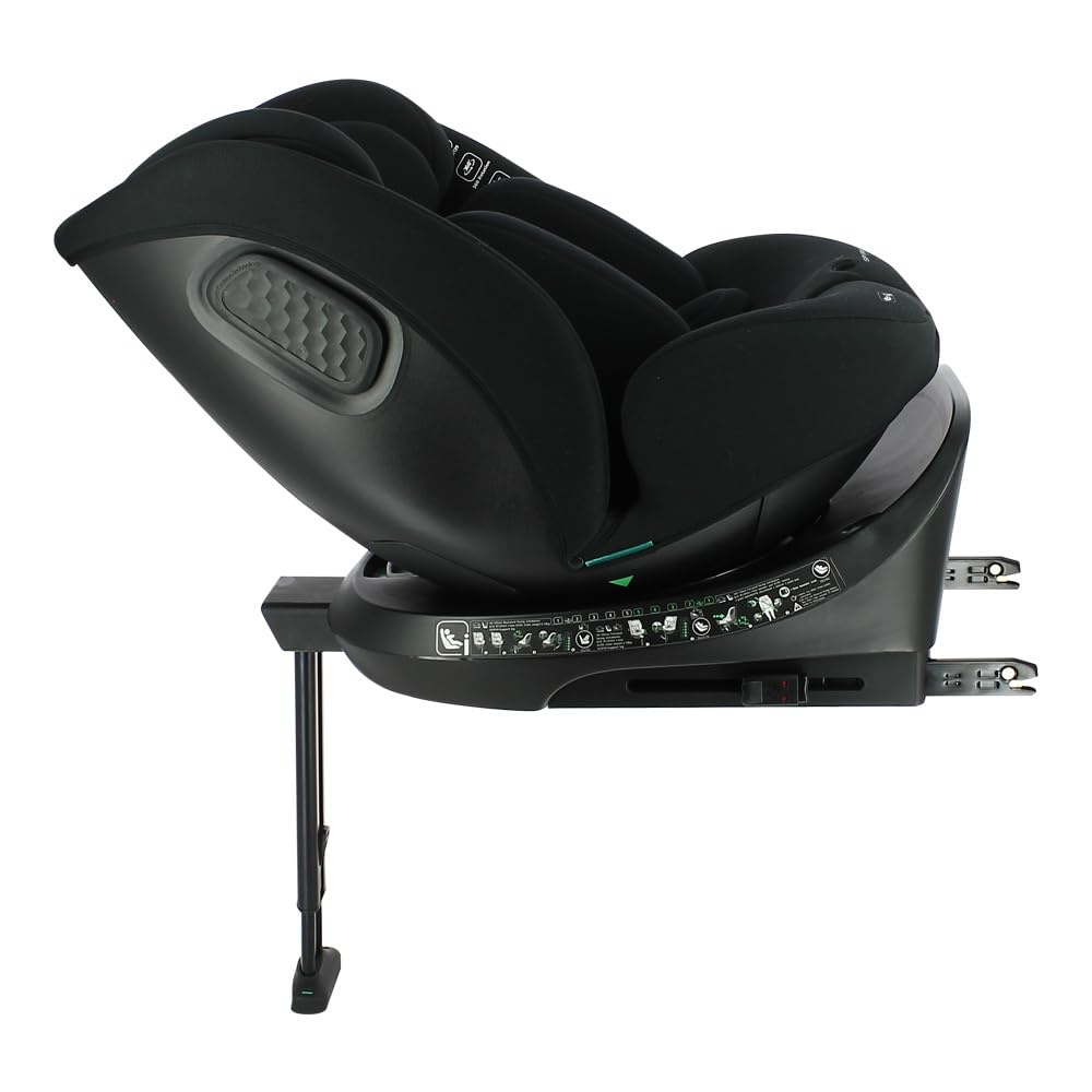 Nania - Seggiolino auto SPIRIT girevole a 360° - Taglia I 40-150 cm - Aggiornabile dalla nascita a circa 12 anni - Gruppo 0+/1/2/3 - Attacchi isofix + gamba di supporto (Spirit noir)