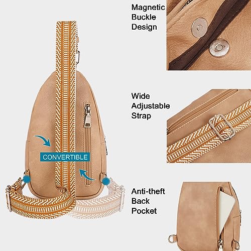 Image of CLUCI Sling Bag for Women, Vegan Leather Fanny Pack Crossbody Bags for Women, Chest Bag With Guitar Strap