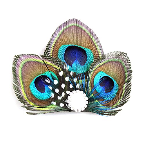 Handmade Fashion Triplet Peacock Feather Hair Clips Bridal Fascinator Headpiece