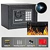 Voncabay Money Safe Box for Home with Sensor Light & Fireproof Money Bag - 0.23 Cubic Feet Security Safe Box with Digital Keypad, Keys & Pass Code Lock, 9.05" W x 6.69" D x 6.69" H, Black #5