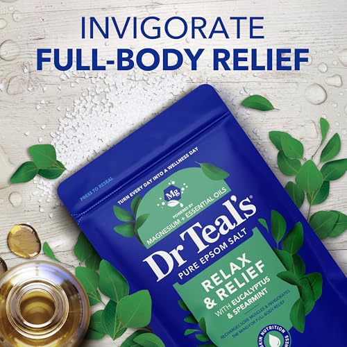 Dr Teal's Epsom Salt Magnesium Soak, Relax & Relief with Eucalyptus & Spearmint Essential Oils, 3 lbs - image 4