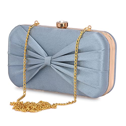 Image of KNOOS Women's Bow Frame Clutch Bags | Detachable Chain Sling Strap | Ladies Purse Wallet