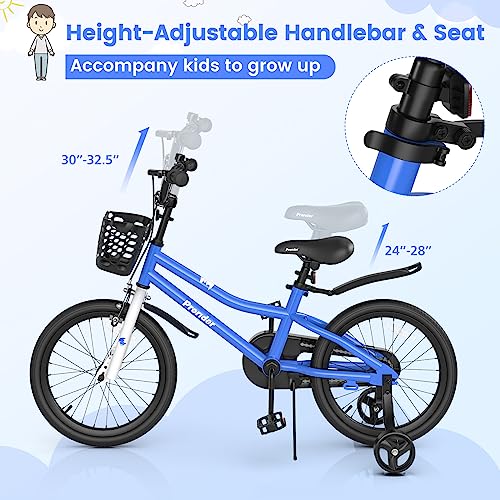 Image of BABY JOY Kids Bike, 12 14 16 18 Inch Boys Girls Bike for 3-8 Years w /Training Wheels, 20 Inch Children Bicycle for 8+ Teens w /Kickstand, Handbrake, Coaster Brake & Removable Basket, Sporty Bicycle