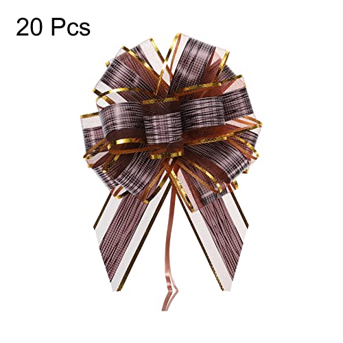 Meccanixity 20Pcs 7 Inch Large Pull Bow Gift Wrapping Bows Ribbon Organza Coffee For Wedding Baskets Presents Christmas Party #TOP2