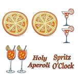 8 Stück Orange Aufbügler,Bügelbild Aufbügeln Apero Spritz Deko, Aufnäher Applikation Bügelbild, Aufbügeln Apero Shirt Orange Selbst Gestalten Bügelfolie für Textilen Tasche Socken