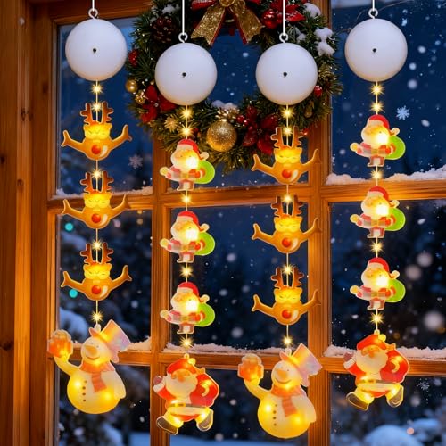 Weihnachtsdeko Fenster Lichter, 4 Stück Weihnachtsbeleuchtung...