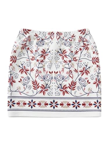Milumia Women's Boho Floral Print Mini Skirt High Waisted Summer Bodycon Skirts