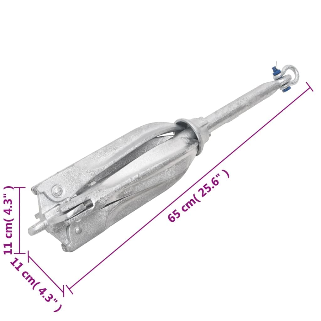 Anclaje plegable con cuerda de 10 kg de hierro fundido galvanizado en caliente, ancla de barco con 4 puntos, 30 m de cuerda de ancla, para veleros, botes inflables, kayaks, paseos seguros