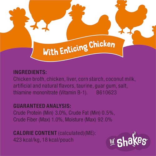Friskies Purina Pureed Cat Food Topper,Lil’ Shakes with Enticing Chicken Lickable Cat Treats - 1.55 oz. Pouches,(Pack of 32) - image 6