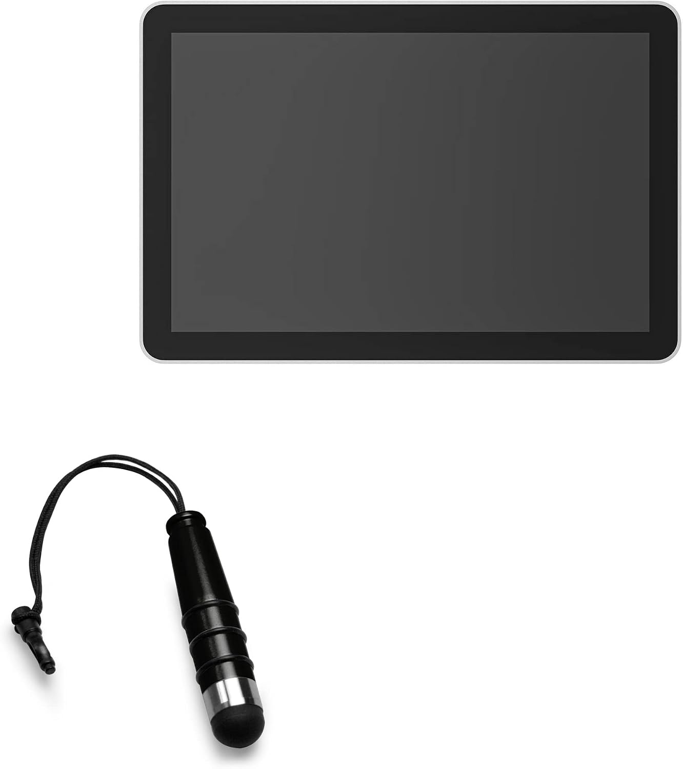 BoxWave Stylus Pen Compatible with Logitech Tap Scheduler - mini Capacitive Stylus, Small Rubber Tip Capacitive Stylus Pen - Jet Black