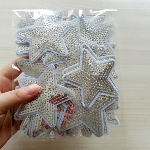 Zlettery LPSTAR-002 28Pcs Sequin Star Iron On Patches 2 Sizes Embroidery Star Patches thumb #5