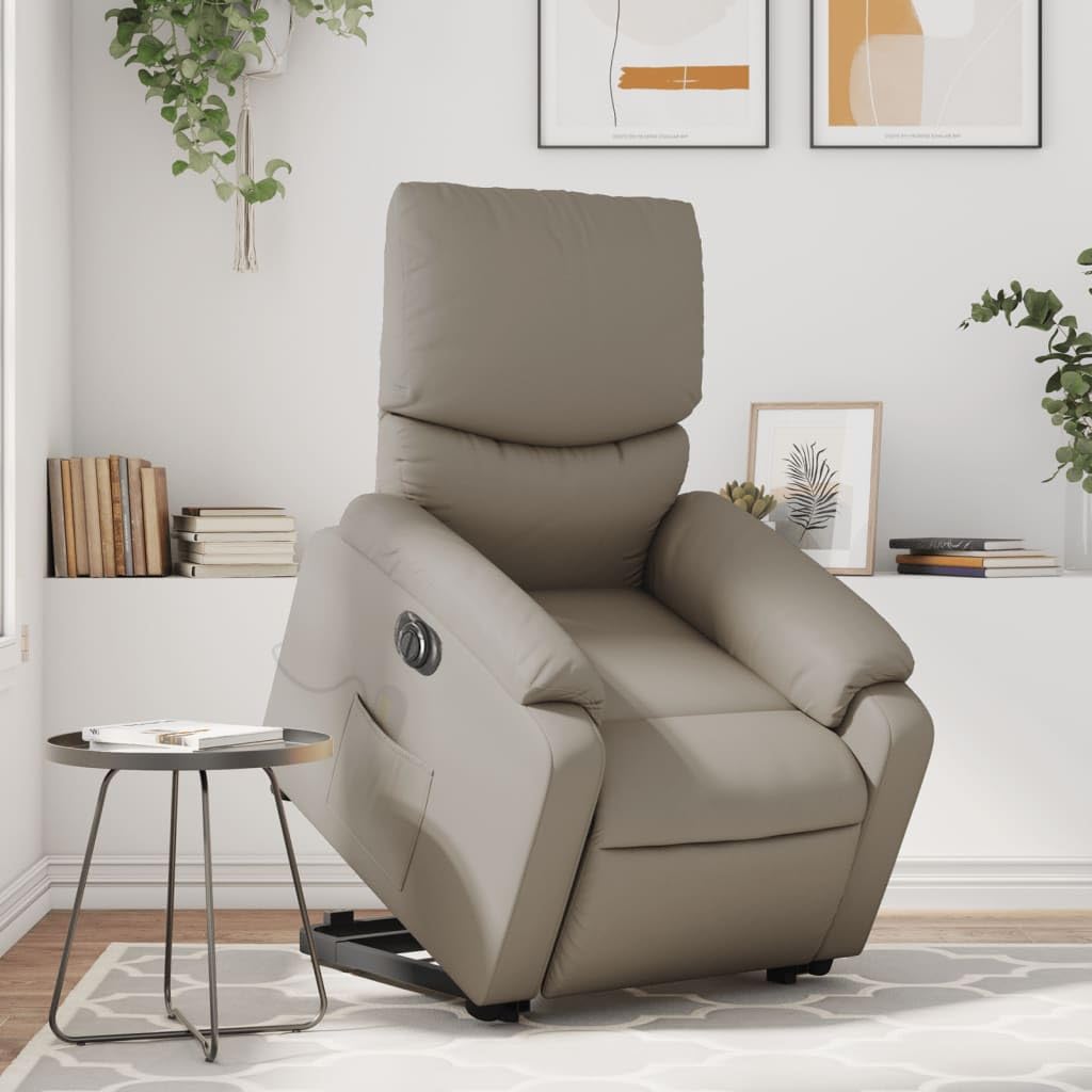 Fotel do masażu z funkcją wspomagania wstawania, fotel do salonu, fotel relaksacyjny, stół do masażu, elektryczny fotel z funkcją wspomagania wstawania, cappuccino, sztuczna skóra - 3204913