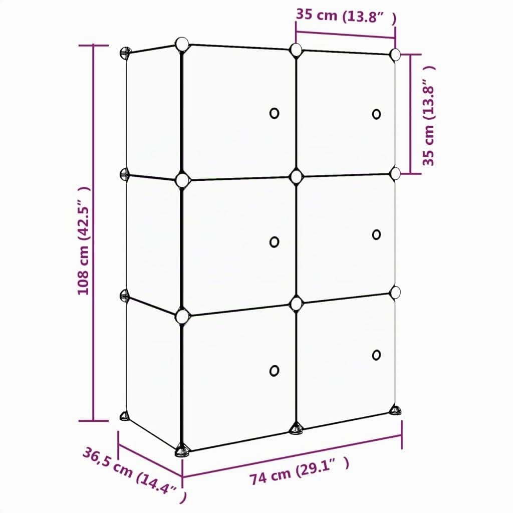 vidaXL Scaffale Portaoggetti per Bambini con 6 Cubi Rosa in PP
