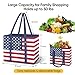 BALEINE 3Pk Reusable Grocery Bags, Foldable Shopping Bags for Groceries with Reinforced Bottom & Handles (Patriot Celebration)