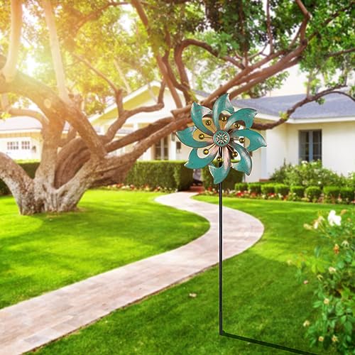 VEWOGARDEN Garden Decor Wind Spinners, Small Waterproof Metal Pinwheels Wind Spinner for Yard and Garden 37 * 10inches (Single Blade) - Thumbnail 7