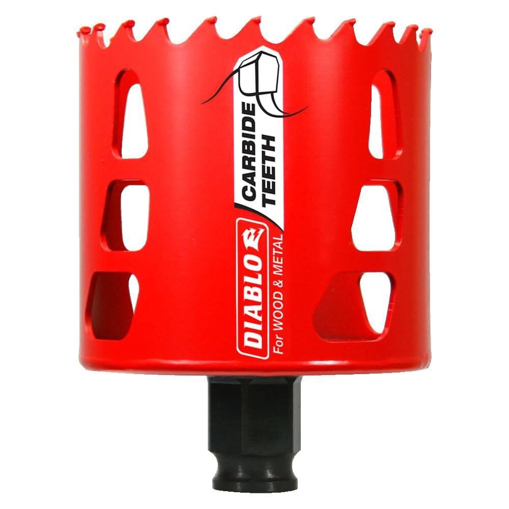 Diablo Carbide Teeth Hole Saw for Wood and Metal - Fits with Snap-Lock Plus Mandrel System, Tool-Free Plug Ejection - 2-3/4" Diameter, 2-3/8" Length -