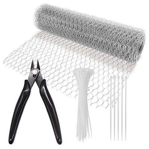 Yorkmills Chicken Wire Mesh, Galvanized Hexagonal Wire Mesh Fencing for DIY Craftworks, Lightweight Wire Poultry Netting Chicken Wire Fence with Cutting Pliers and Nylon Ties, 40cm x 5m Cover