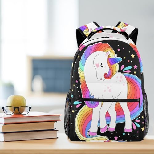 Sac à dos d'école licorne multicolore pour adolescents et filles - 5