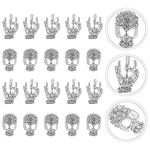 Minkissy 40Pcs Schädel Nagel Charms mit Strass 3D Skeleton Hand Nagel Kunst Schmuck Dekorationen für Halloween Nagel… – Bild 8