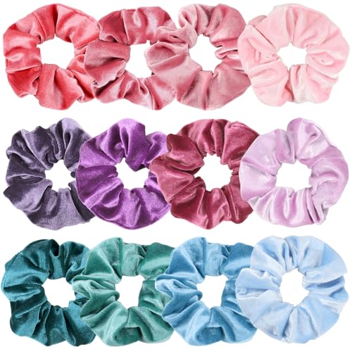 Kavya 12 Pcs Scrunchies Per Capelli, Elastici Capelli Donna Peluche Elastici Per Capelli Donna Multicolore Tie-dye Accessori Capelli (Colorato)